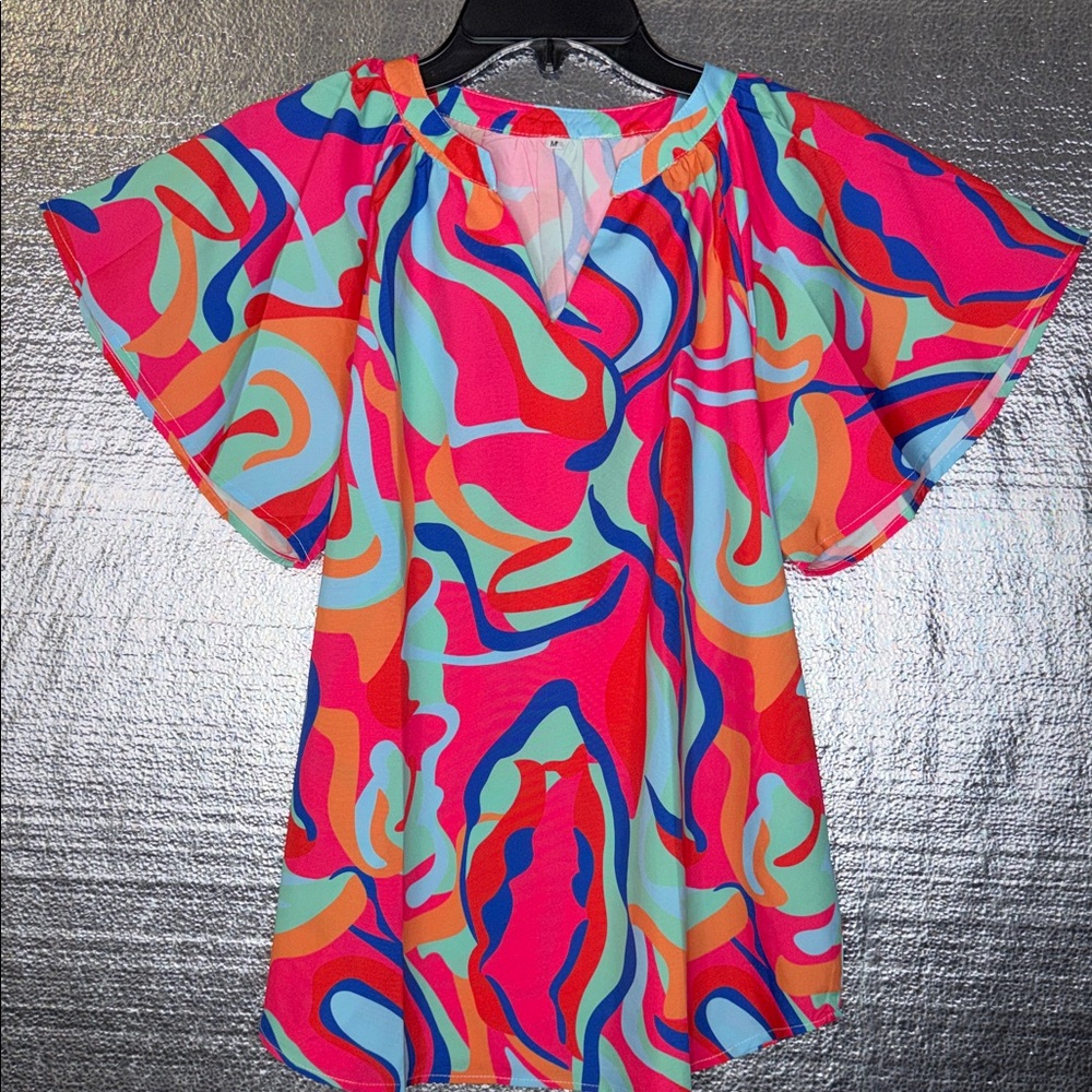 Source Unknown Colorful Abstract Women's Blouse